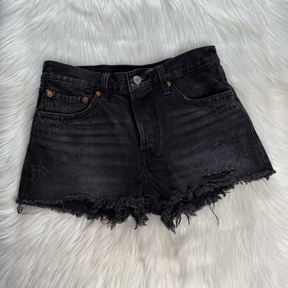 Levi’s 501 Trashed Black Denim Cut Offs - Picture 2 of 9